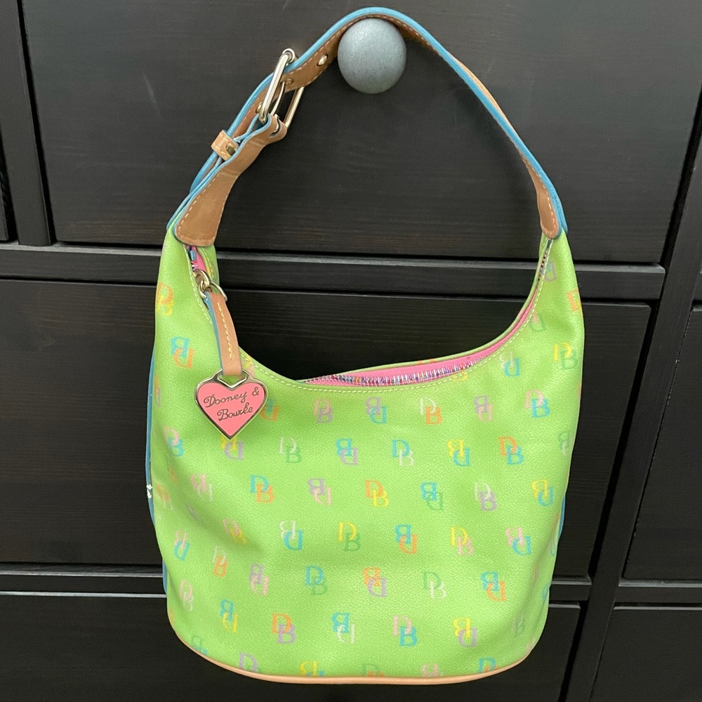 Authentic Dooney & Bourke lime green bucket bag